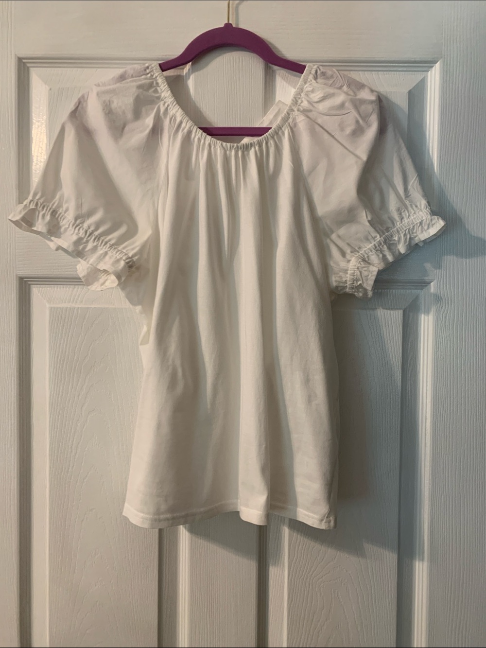 J. Crew White Puff Sleeve Peasant Top